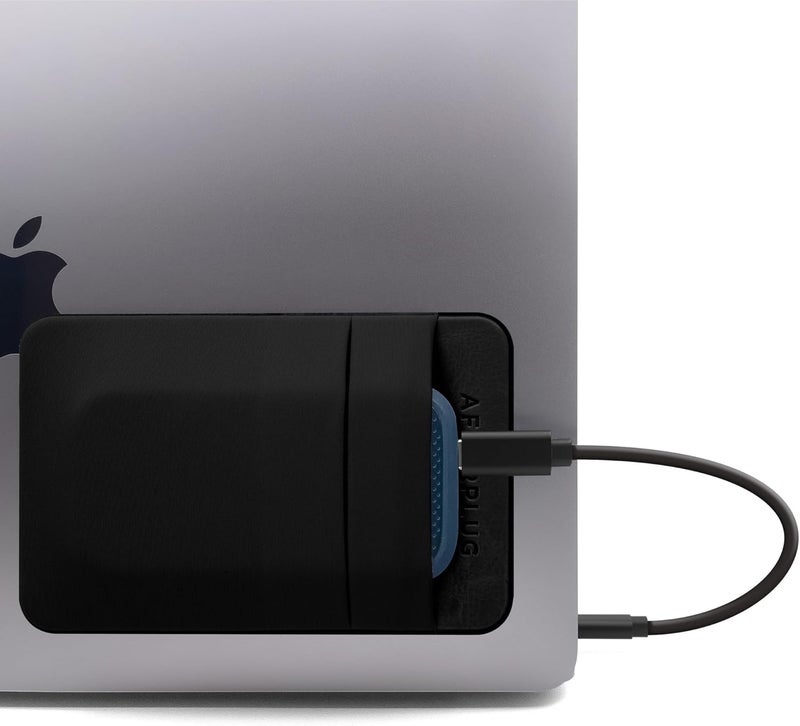 Afterplug 2-Pocket Adhesive Pouch for Laptop, Compatible with External Portable SSD, Magic Mouse, USB Cable and More - Black - Image 1